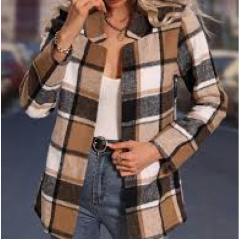 Plaid Women's Jacket in Tan and Black